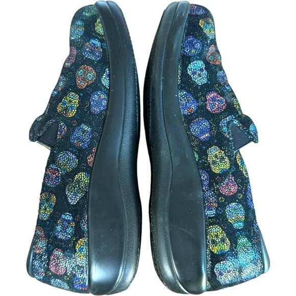Alegria Keli PRO Sugar Skulls Dottie Slip On Professional Clog Shoes Black 37 - Picture 6 of 13